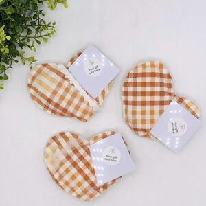 Set of 3 Fabric Pillow Gift Card Holder in Neutral Tans Gingham 5x4 Inches